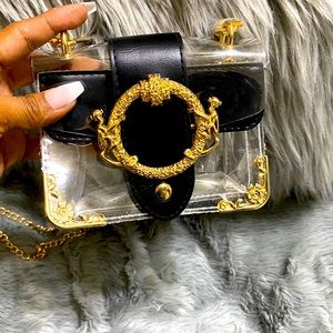 Clear and black mini crossbody bag